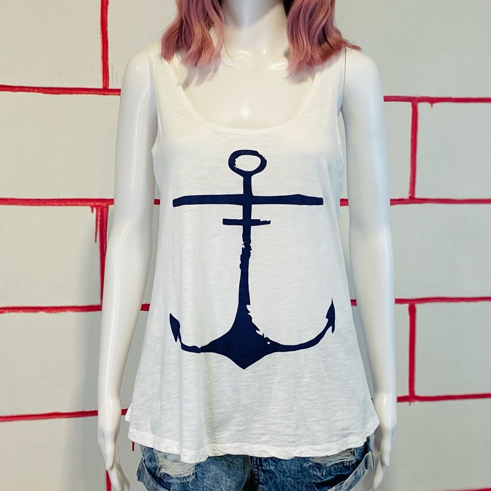 Cupio Blue Anchor White Sleeveless Tee ⚓️